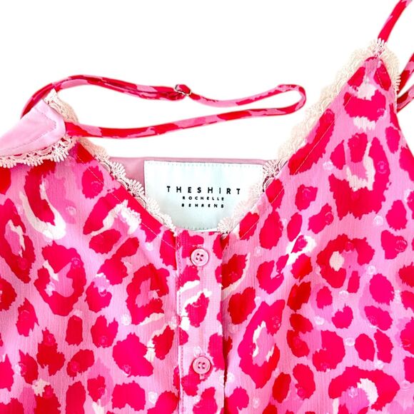 ROCHELLE BEHRENS The Shirt Cami Pink Leopard Print Wm Sz Sm Lined EUC Like New - Picture 7 of 8